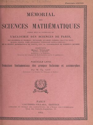 cover image of Domaines fondamentaux des groupes fuchsiens et automorphes